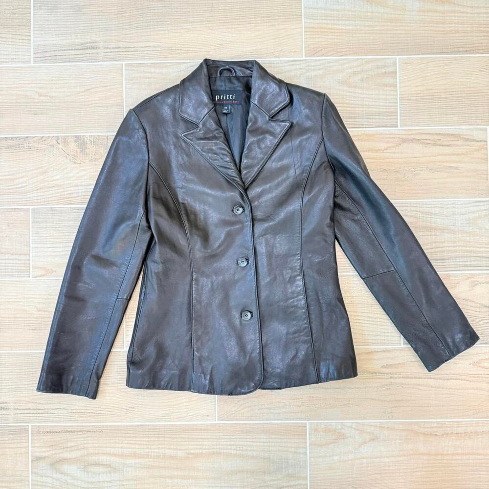 90s Pritti Kristen Blake x Nordstrom Buttery Smooth Leather Blazer Jacket XS